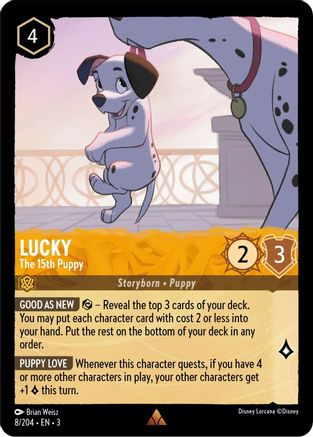 Lorcana - Lucky (The 15th Puppy) - 8/204 - Rare - Into the Inklands