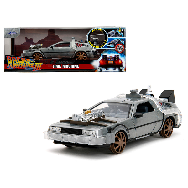 Jada Toys - Back To The Future Part III Time Machine - Rail Version w/ Working Lights *1/24 Scale*