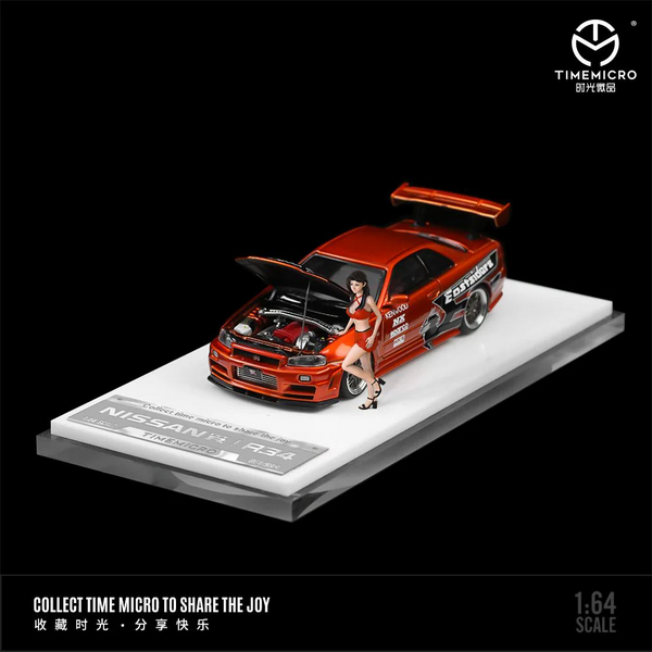 Time Micro - Nissan Skyline GT-R (R34) Z-Tune "Need for Speed" - Japanese Orange w/ Figure