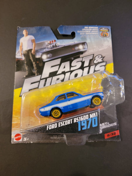 Mattel - Ford Escort RS1600 MK1 1970 - 2016 Fast & Furious Series *1:55 Scale*