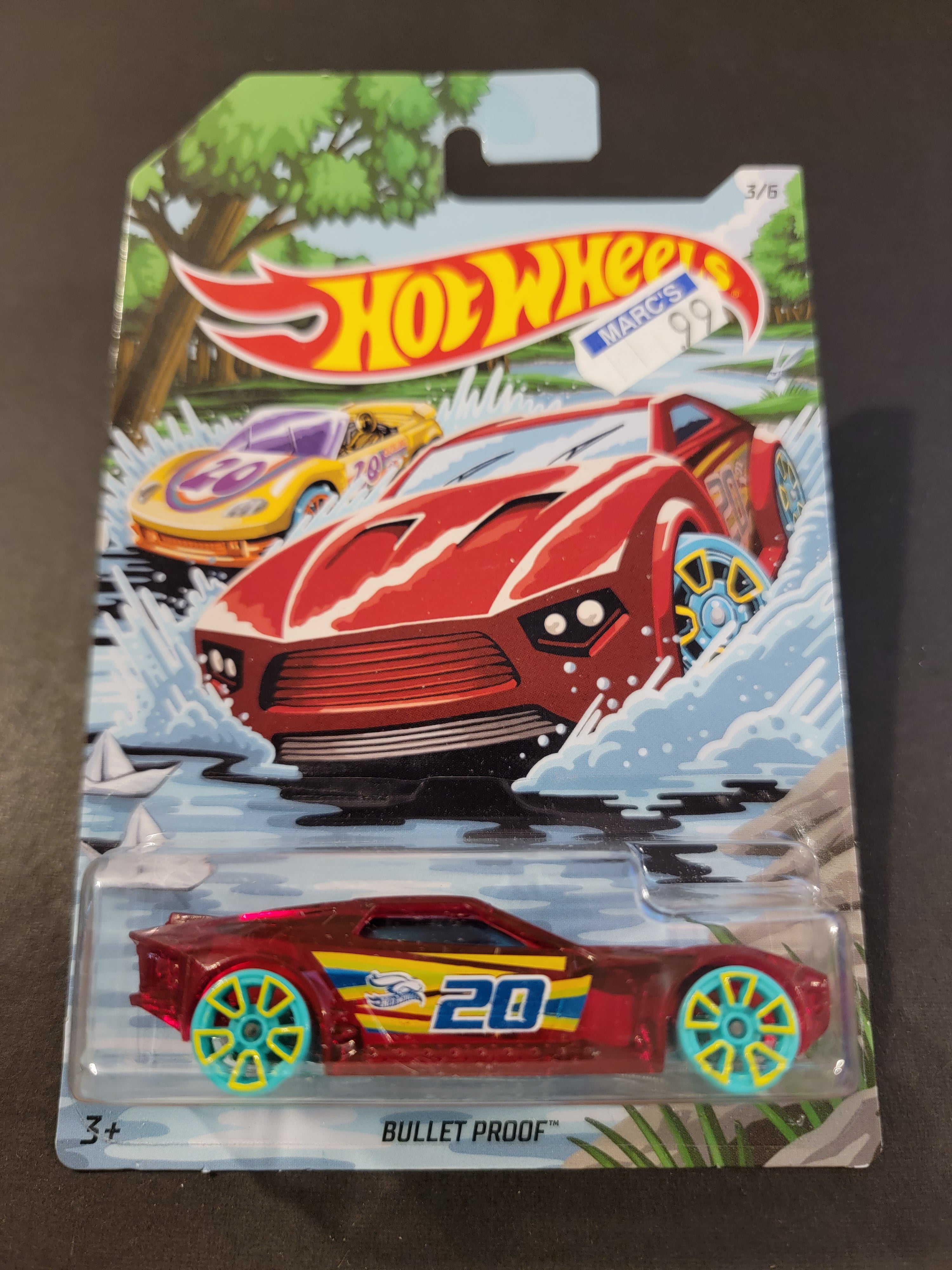 Hot Wheels Bullet Proof Mattel 2015 Toy Car Pink With Green Wheels