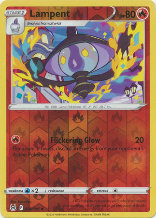 Pokemon - Lampent - 025/196 - Uncommon Reverse Holo - Sword & Shield: Lost Origin Series