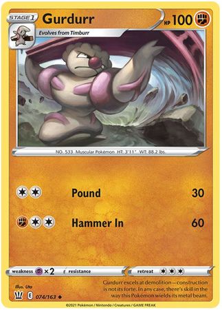 Pokemon - Gurdurr - 074/163 - Uncommon - Sword & Shield: Battle Styles Singles