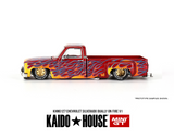 Kaido House x Mini GT - Chevrolet Silverado Dually on Fire V1 – Red with Flames *Sealed, Possibility of a Chase - Pre-Order*