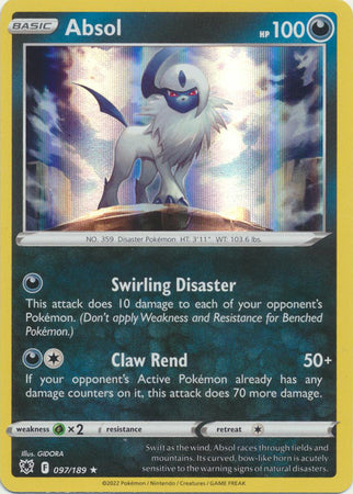 Pokemon - Absol - 097/189 - Holo Rare - Sword & Shield: Astral Radiance Series