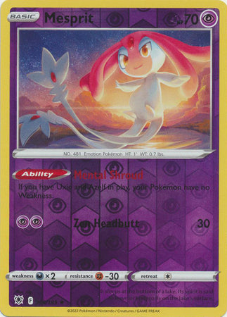 Pokemon - Mesprit - 066/189 - Holo Rare Reverse Holo - Sword & Shield: Astral Radiance Series