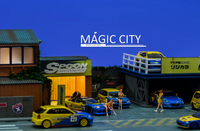 Magic City - Spoon Japanese Building & Double Decker Parking Lot Diorama *1/64 Scale*