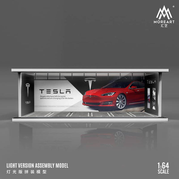 MoreArt - Tesla Parking Lot Scene Diorama w/ Led Lighting