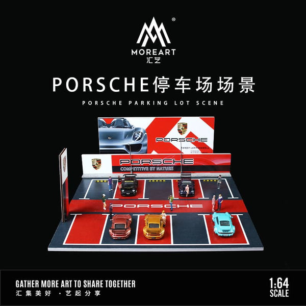 MoreArt - Porsche Parking Lot Scene Diorama w/ Led Lighting