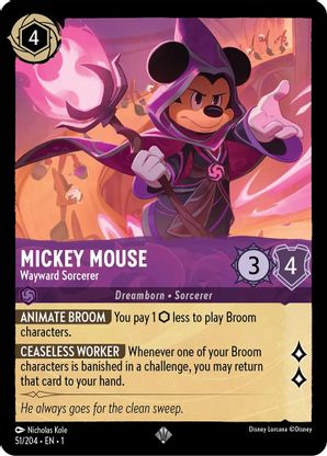 Lorcana - Mickey Mouse (Wayward Sorcerer) - 51/204 - Super Rare - The First Chapter