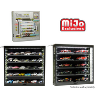 MJ Toys - Showcase 5-Tier LED Wall Mountable Display Case – Black Case with Black Rear Panel