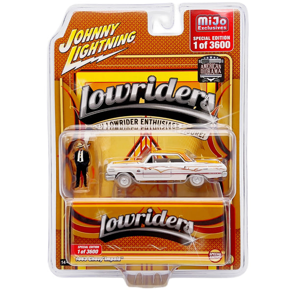 Johnny Lightning X American Diorama - 1963 Chevrolet Impala w/ Figure - 2024 Lowriders Series *White Lightning Chase*