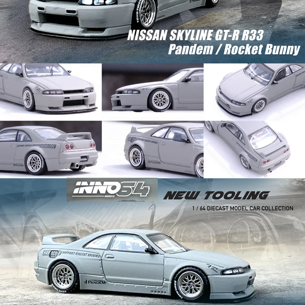 INNO64 - Nissan Skyline GT-R (R33) "Pandem / Rocket Bunny" - Matte Grey