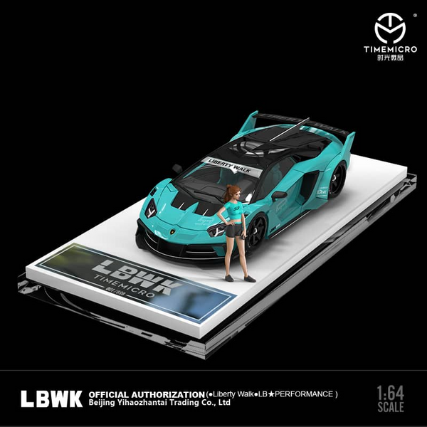 Time Micro - Lamborghini Aventador LBWK GT Evo "Tiffany Blue" w/ Figure
