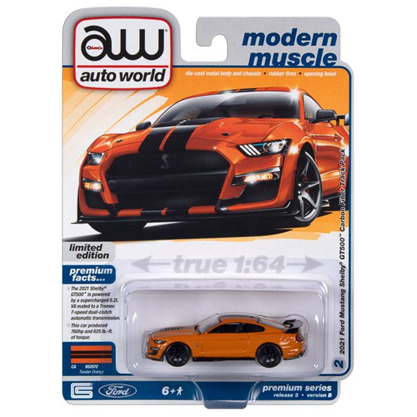 Auto World - 2021 Ford Mustang Shelby GT500 Carbon Fiber Track Pack - 2023 Modern Muscle Series