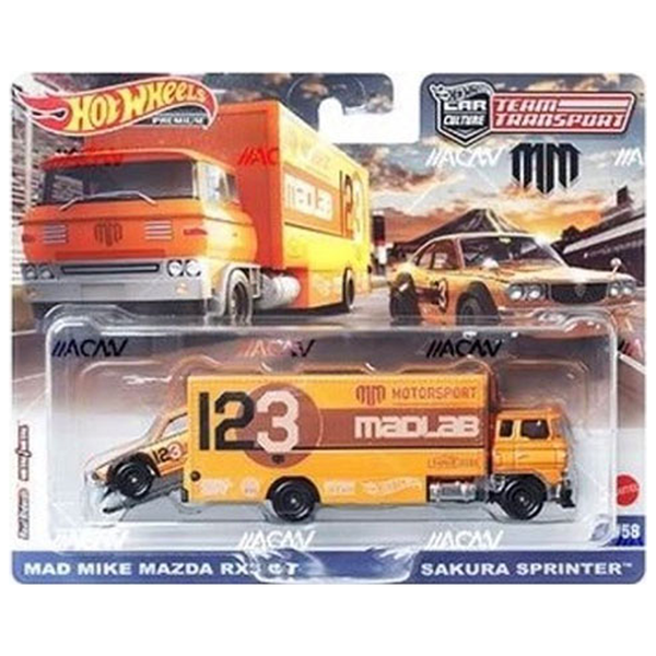 Hot Wheels - Mad Mike Mazda RX-3 & Sakura Sprinter - 2023 Team Transport Series