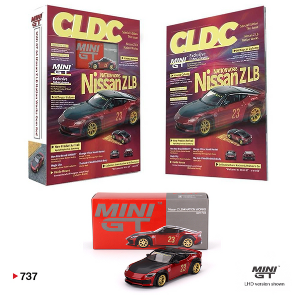 Mini GT - CLDC Magazine with Nissan Z LB Nation Works – M Red *CLDC Exclusive - Pre-Order*