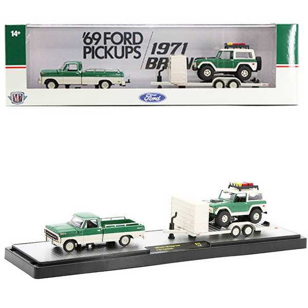 M2 Machines - 1969 Ford F-100 Ranger Truck & 1971 Ford Bronco - 2024 Auto-Haulers Series