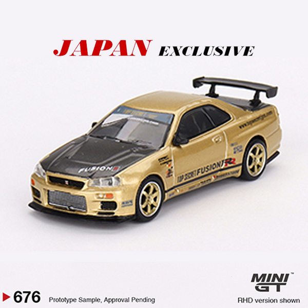 Mini GT - Nissan Skyline GT-R (R34) Top Secret – Gold – Japan Exclusive *Pre-Order*
