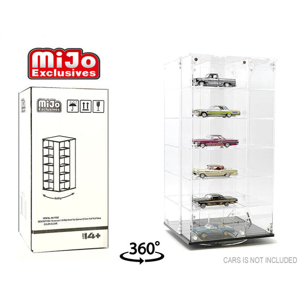 MJ Toys - Showcase 1:64 24-Cars Display Desk Top Spinner with Cover Display Case