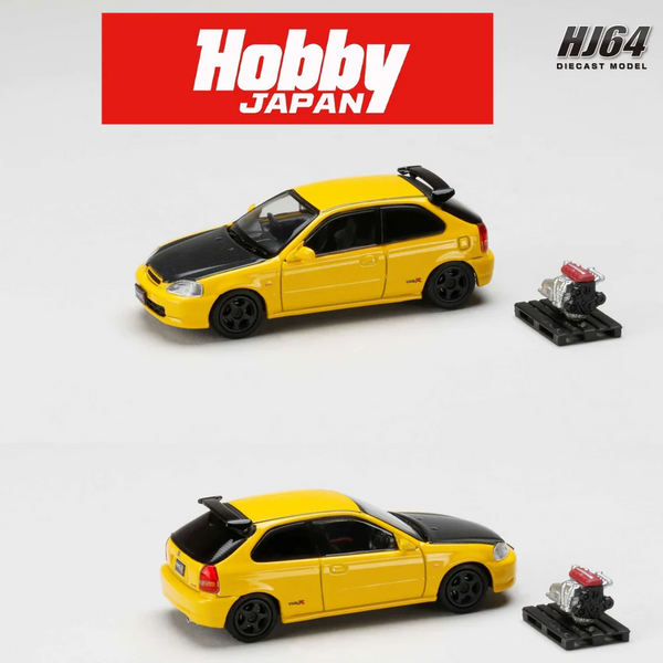 Hobby Japan - Honda Civic Type R (EK9) w/ Engine Display - Yellow