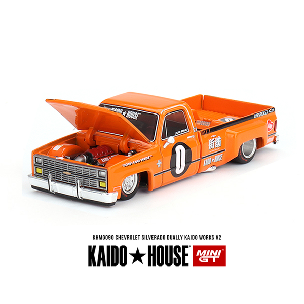 Kaido House x Mini GT - Chevrolet Silverado Dually Kaido Works V2 – Orange *Sealed, Possibility of a Chase - Pre-Order*