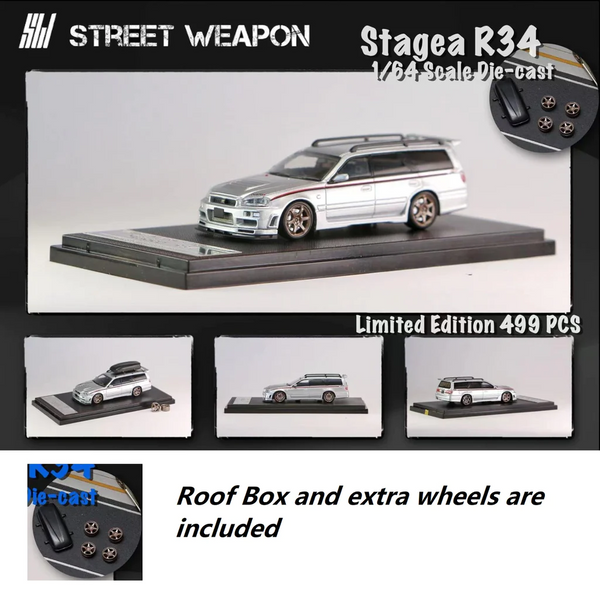 Street Weapon X Ghostplayer - Nissan Stagea R34 w/ Roof Box - Silver
