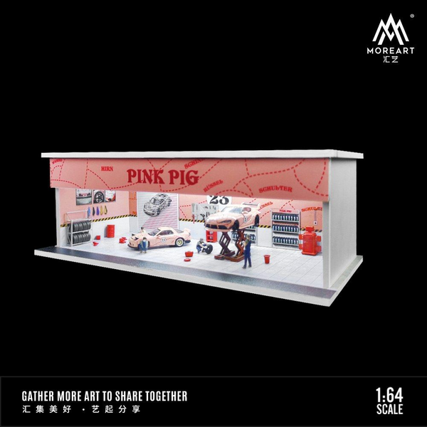 MoreArt - Maintenance Workshop Scene Diorama w/ Led Lighting "Pink Pig"