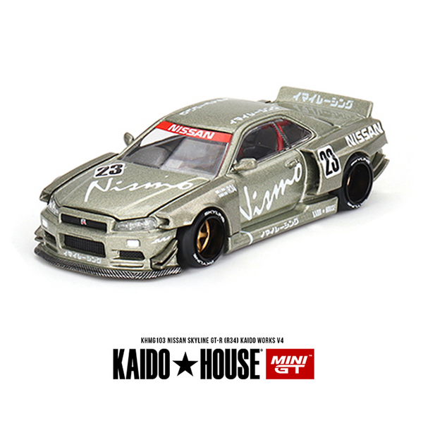 Kaido House x Mini GT - Nissan Skyline GT-R (R34) Kaido Works V4 *Sealed, Possibility of a Chase*