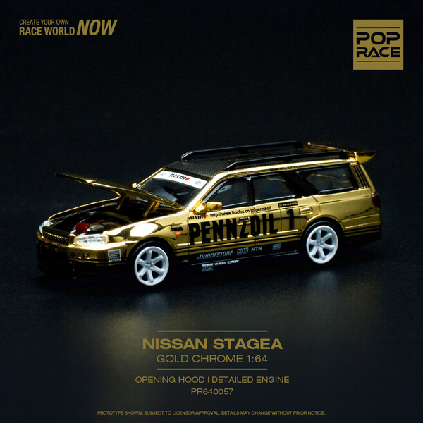 Pop Race - Nissan Stagea R34 - Pennzoil Chrome Gold