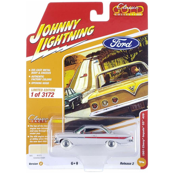 Johnny Lightning - 1961 Chevy Impala SS 409 - 2023 Classic Gold Collection Series *White Lightning Chase*