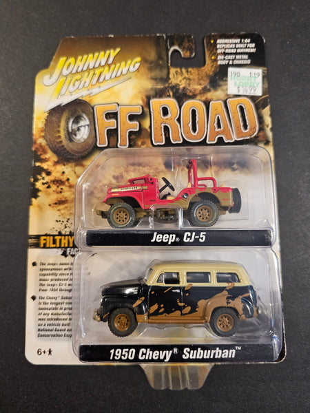 Johnny Lightning - Jeep CJ-5 & 1950 Chevy Suburban - 2018 Off-Road Series