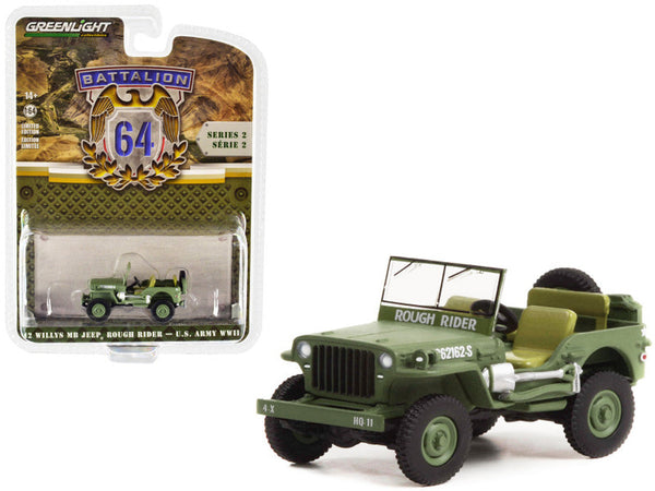 Greenlight - 1942 Willys MB Jeep Rough Rider - U.S. Army WWII - 2022 Battalion 64 Series